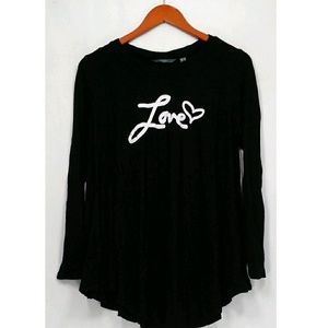 Scoop Neck Swing Hem "Love" Sweater